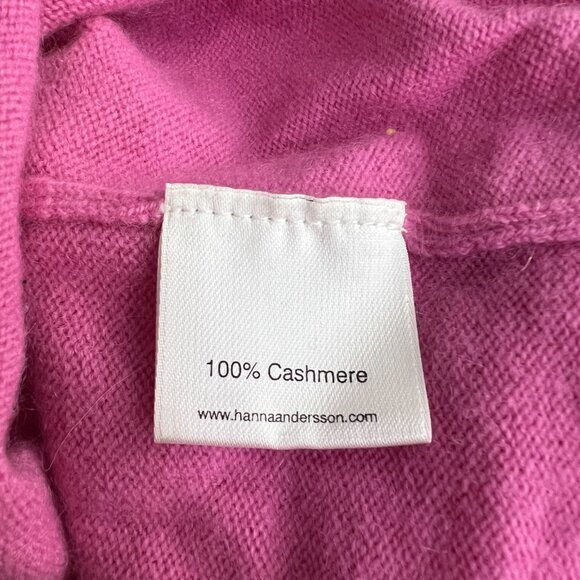 Hanna Andersson Sweater M Pink 100% Cashmere V-neck Long Sleeve Solid Barbiecore - Picture 12 of 13
